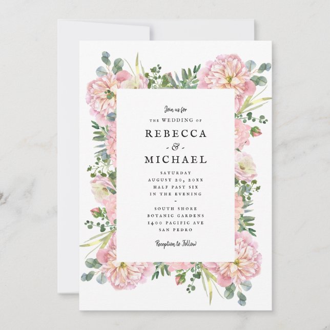Invitation Pierres blanches Hydrangea Eucalyptus Mariage (Devant)