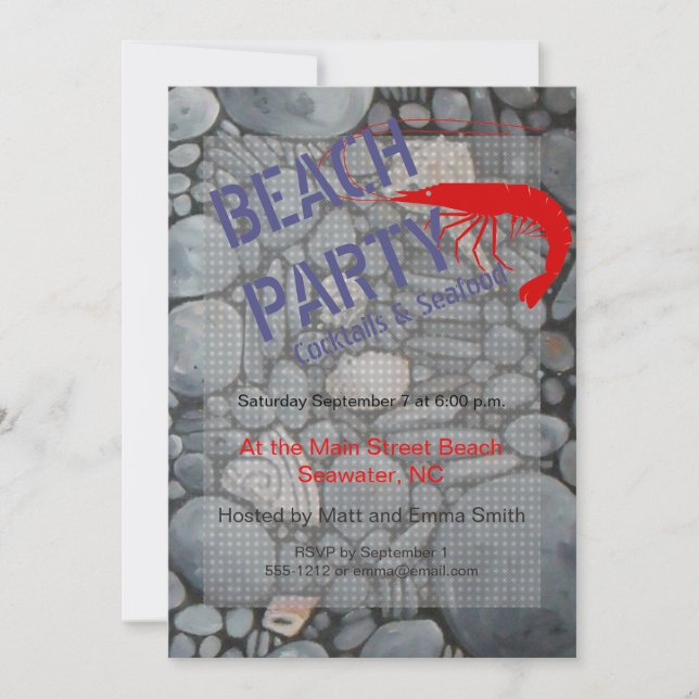 Invitation Pierres de plage Coques Galets Rochers Peinture Ar (Devant)