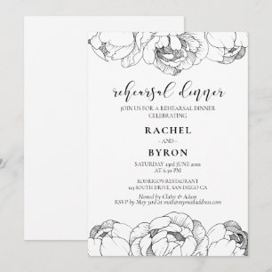 Invitation Pierres noires et blanches élégant dîner de répéti