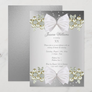 Invitation Pierres précieuses élégantes et argent de naissanc