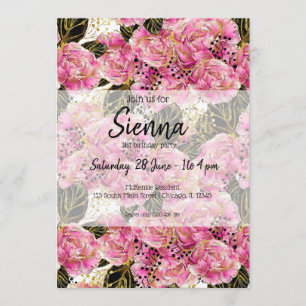 Invitation Pies d'or rose