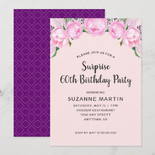 Invitation Pies roses  Surprise 60e anniversaire