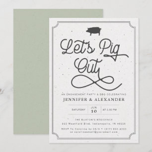 Invitation Pig Out Green I Do BBQ Engagement Party
