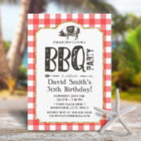 Pig Roast BBQ fête d'anniversaire Rouge Plaid