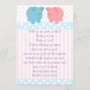 Invitation Piggies roses et bleues