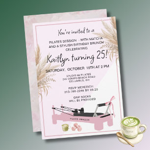 Invitation Pilates Rose & Matcha (tout âge) 25e Anniversaire