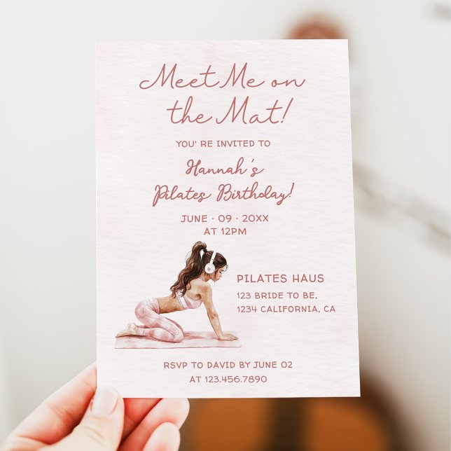 Invitation Pilates roses modernes Princesse Anniversaire (Créateur téléchargé)