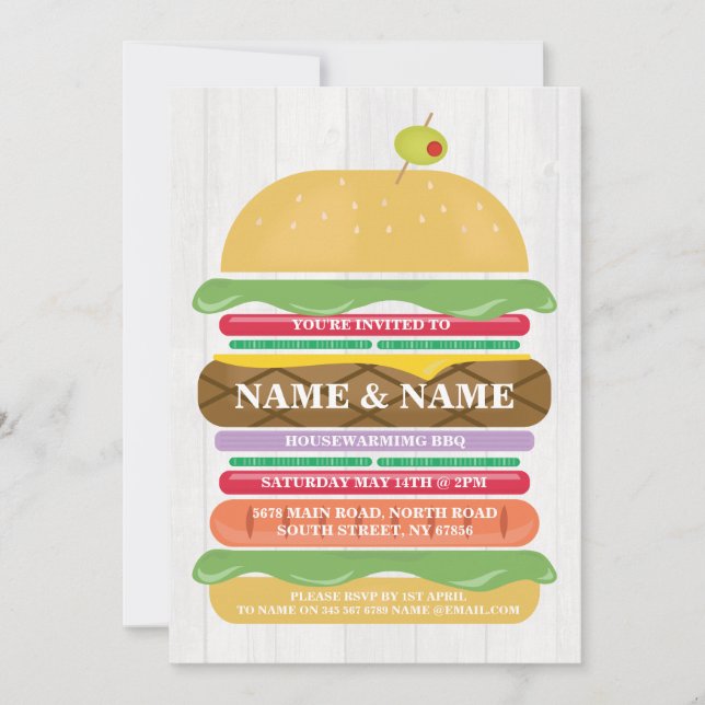 Invitation Pile BBBQ Burger pour chauffer la maison Nouveau I (Devant)