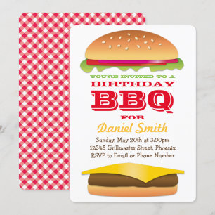 Invitation Pile Cheeseburger BBQ d'anniversaire