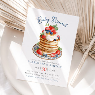 Invitation Pile de crêpes pour Baby Brunch Shower Vintage Béb