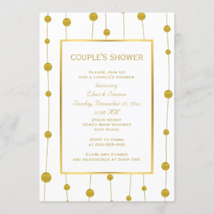 Invitation Pile d'or perles mariage moderne douche couple de 