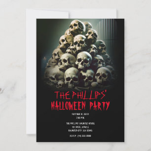 Invitation Pile effrayant des cris des crânes Parti d'Hallowe