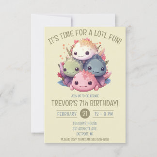 Invitation Pile mignonne d'Axolotls Anniversaire