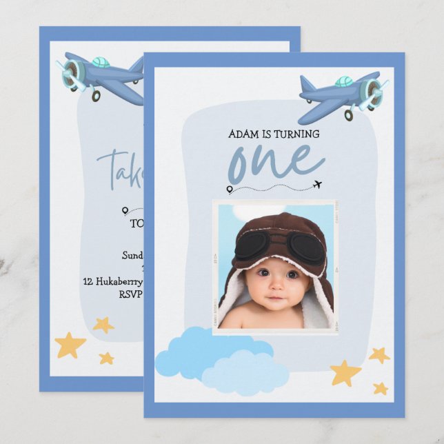 Invitation pilote 1er anniversaire (Devant / Derrière)