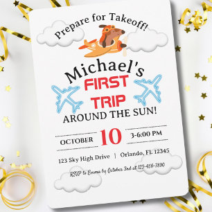 Invitation Pilote de chien pilotant un avion, anniversaire de