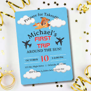Invitation Pilote de chien volant en avion, anniversaire de n