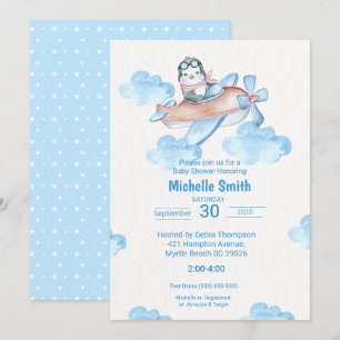 Invitation Pilote de pingouin blanc à l'aquarelle fine