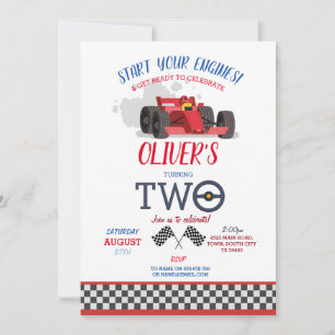 Invitation Pilote de voiture de course Deux piste 2d Annivers