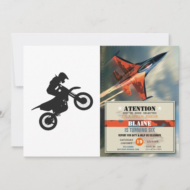 Invitation Pilote Motocross - Choisir la couleur arrière - pl (Devant)