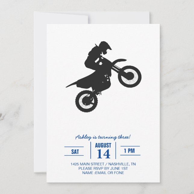 Invitation Pilote Motocross - Choisir la couleur arrière - pl (Devant)