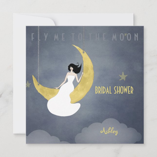 Invitation Pilotez-moi à la lune 2 Fêtes de la mariée (Devant)