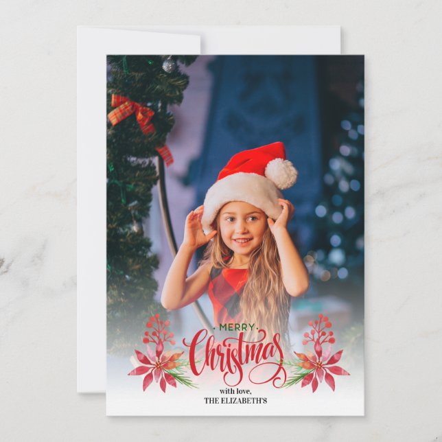 Invitation Pin de Noël photo Customisée minimale (Devant)