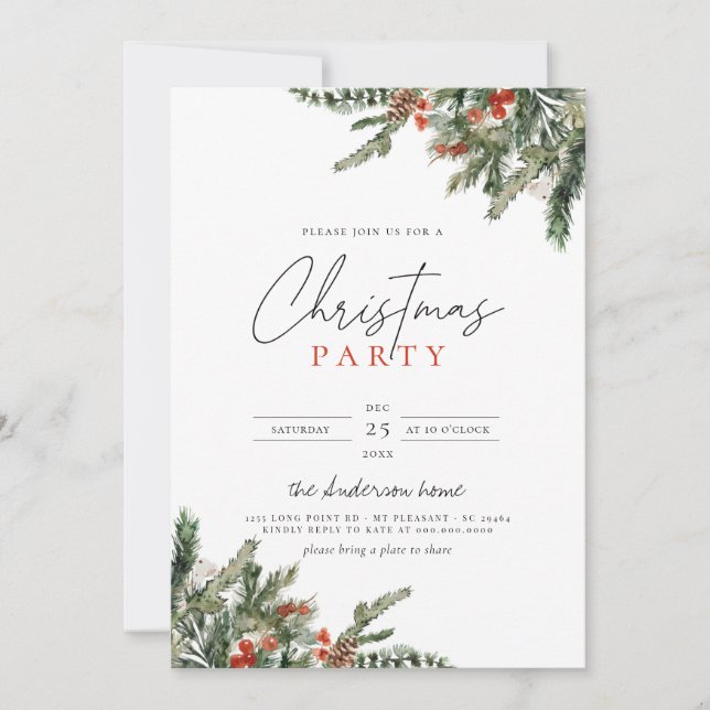 Invitation Pin d'hiver de Noël et Fête des Fêtes des Berries  (Devant)