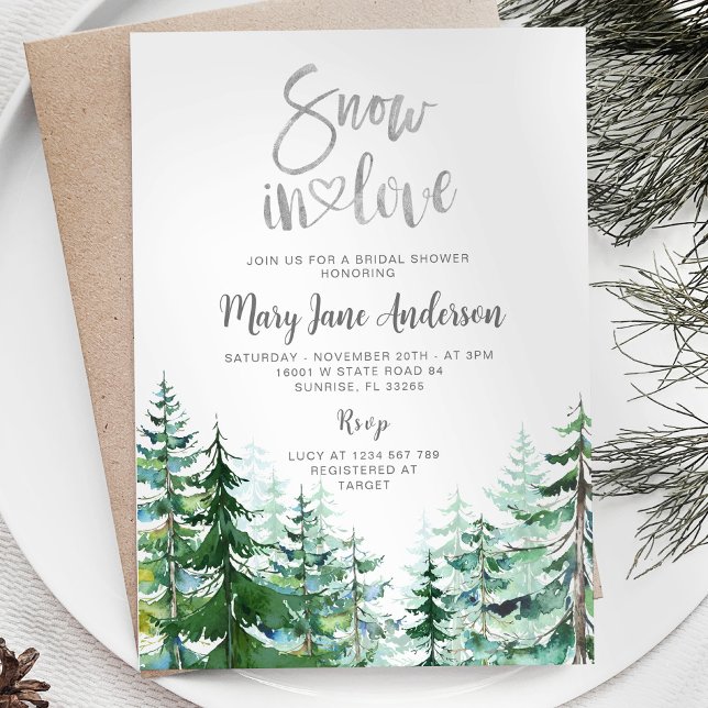 Invitation Pin d'hiver Neige en amour Fête des mariées (Créateur téléchargé)