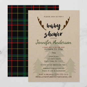 Invitation Pin et baby shower rustiques d'Antler