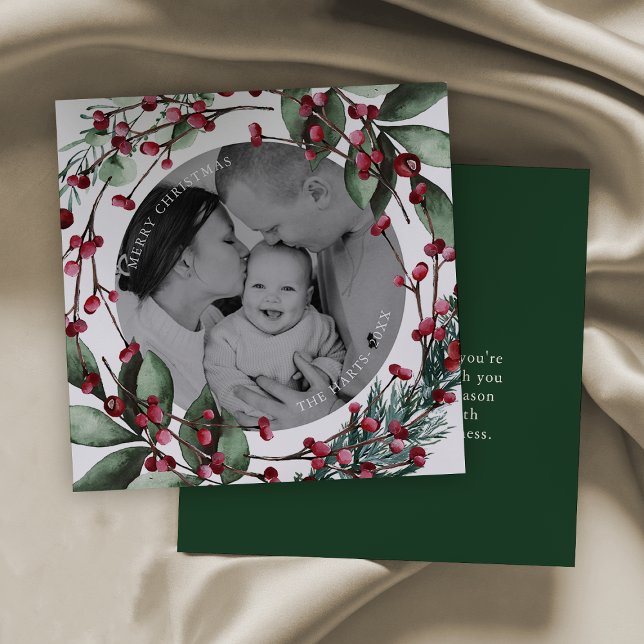 Invitation Pin et baies de courge de Noël vert foncé (Créateur téléchargé)