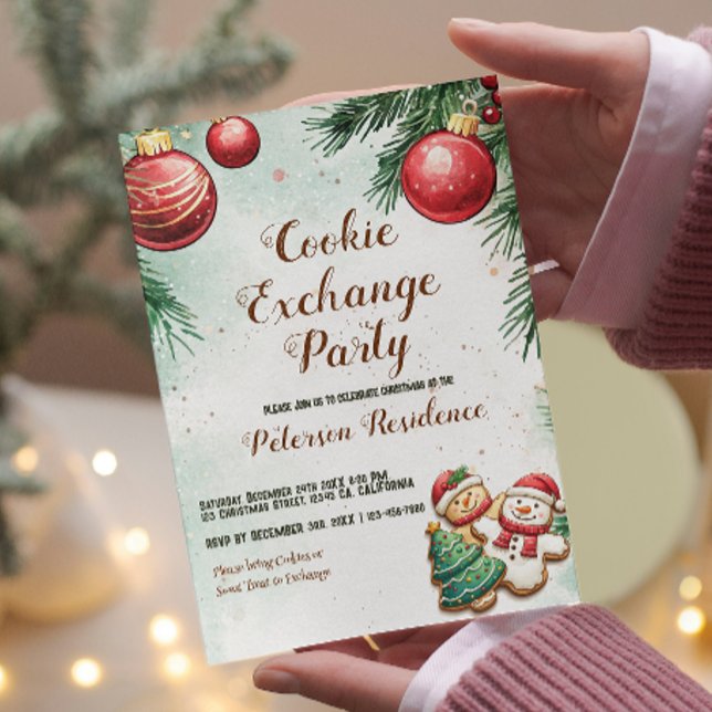 Invitation Pin et ornements Noël Échange de biscuits (Créateur téléchargé)