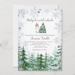 Invitation Pin forestier Baby shower extérieur froid