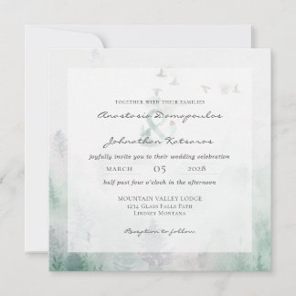 Invitation Pin sylvestre de forêt Rustique 2 Aquarelle