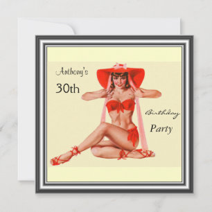 Invitation Pin-up Girl and Cream  Birthday Party