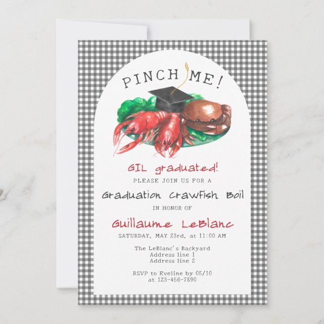 Invitation Pince-moi ! Amusante langouste de fruits de mer Éb (Devant)