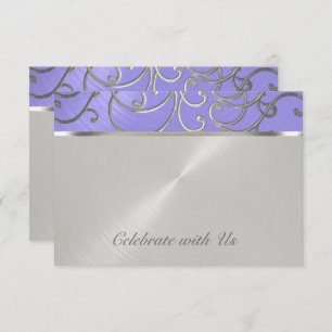 Invitation Pinces Filigree d'Argent Violet Quinceanera