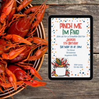Invitation Pinch Me Crawfish Boil Kids Birthday