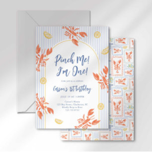 Invitation Pinch Me Homard Anniversaire Bandes côtières