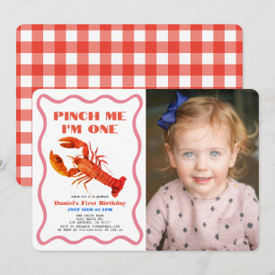 Invitation Pinch Me Retro Crawfish Photo 1er anniversaire