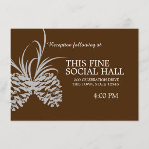 Invitation Pine Cone Silhouette Brown et mariage argenté