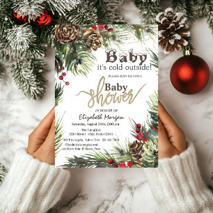 Invitation Pine Cônes, Arbre Branches Baby shower