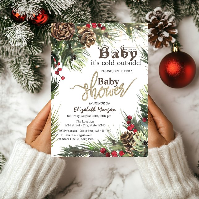 Invitation Pine Cônes, Arbre Branches Baby shower (Créateur téléchargé)