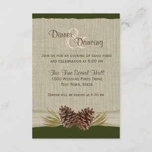 Invitation Pine Cones et Burlap Green Réception