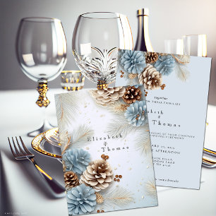 Invitation Pine d'hiver cônes moderne bleu Brown blanc