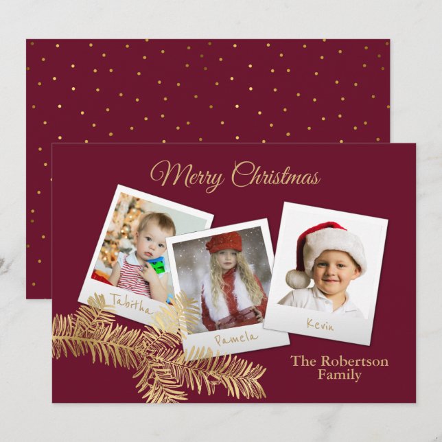 Invitation Pine d'hiver Noël Multi-Carte photo (Devant / Derrière)