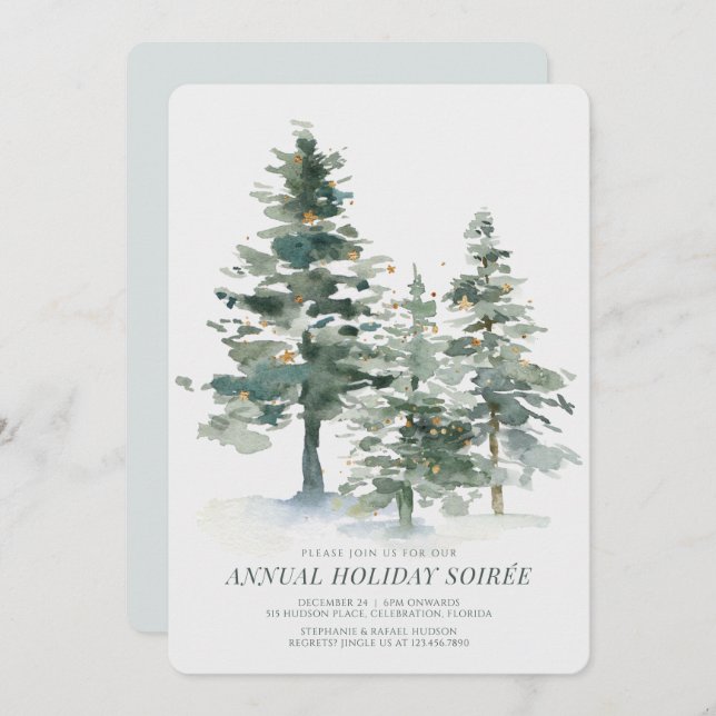 Invitation Pine Forest Noël (Devant / Derrière)