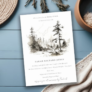 Invitation Pine Mountain Fête des mariées de croquis