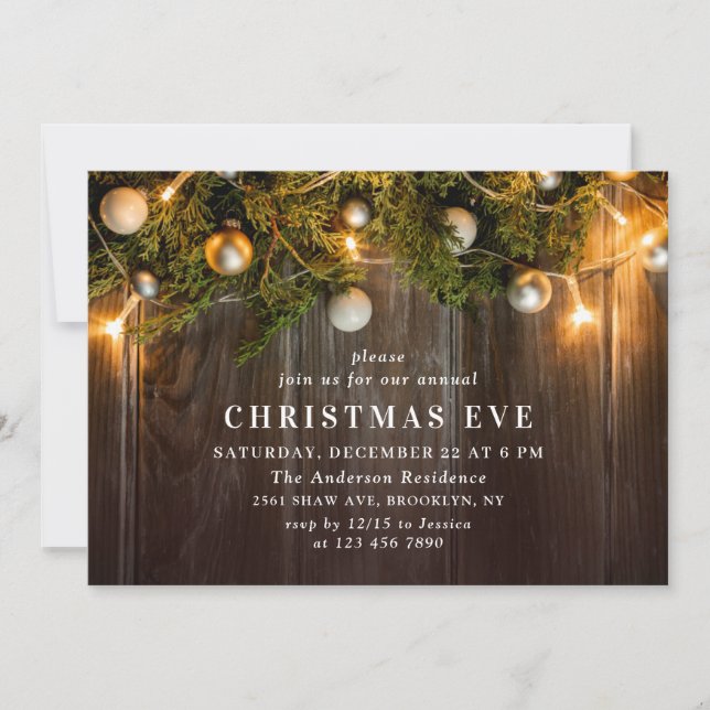 Invitation Pine Russe Branche des cônes Noël Soirée (Devant)