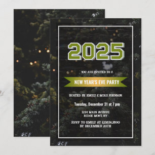 Invitation Pine Tree 2025 Nouvel An's Eve année personnalisée