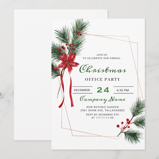 Invitation Pine Tree Corporate Noël (Devant / Derrière)